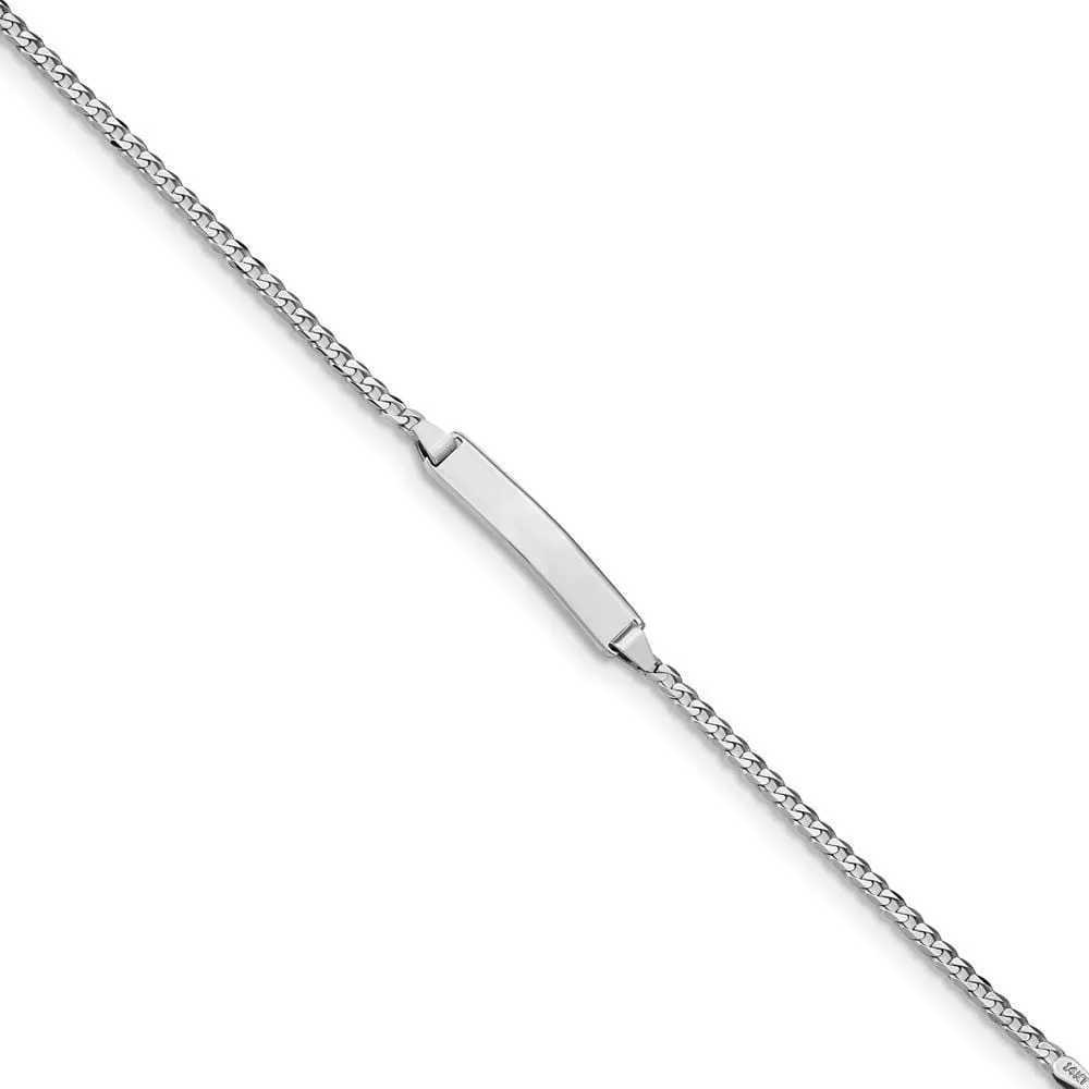 14K White Gold Childrens Curb Link ID Bracelet