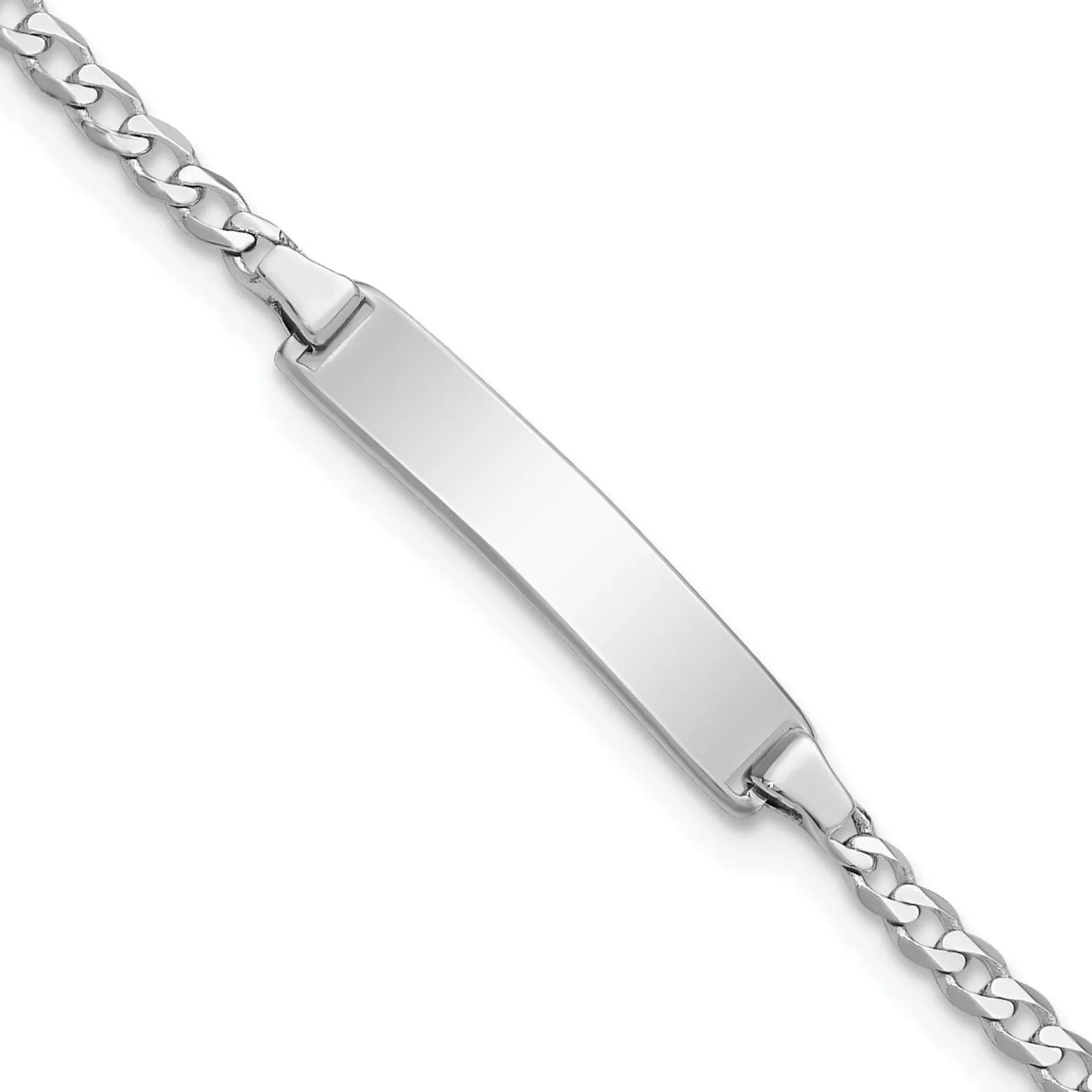 14K White Gold Childrens Curb Link ID Bracelet