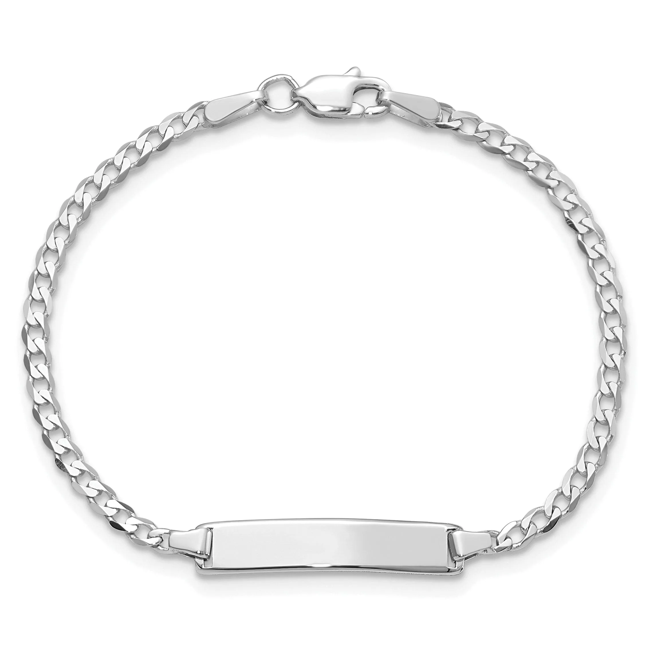 14K White Gold Childrens Curb Link ID Bracelet