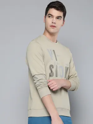 Alcis Men Cream-Coloured Printed Sweatshirt