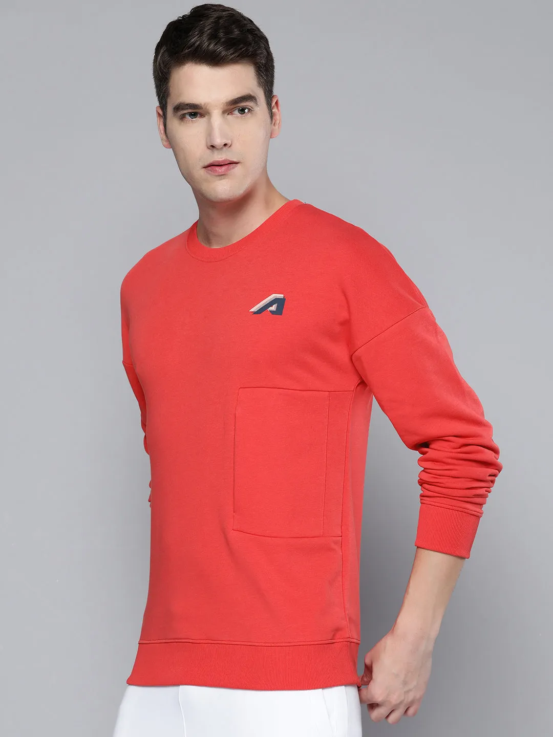 Alcis Men Red Solid Sweatshirt