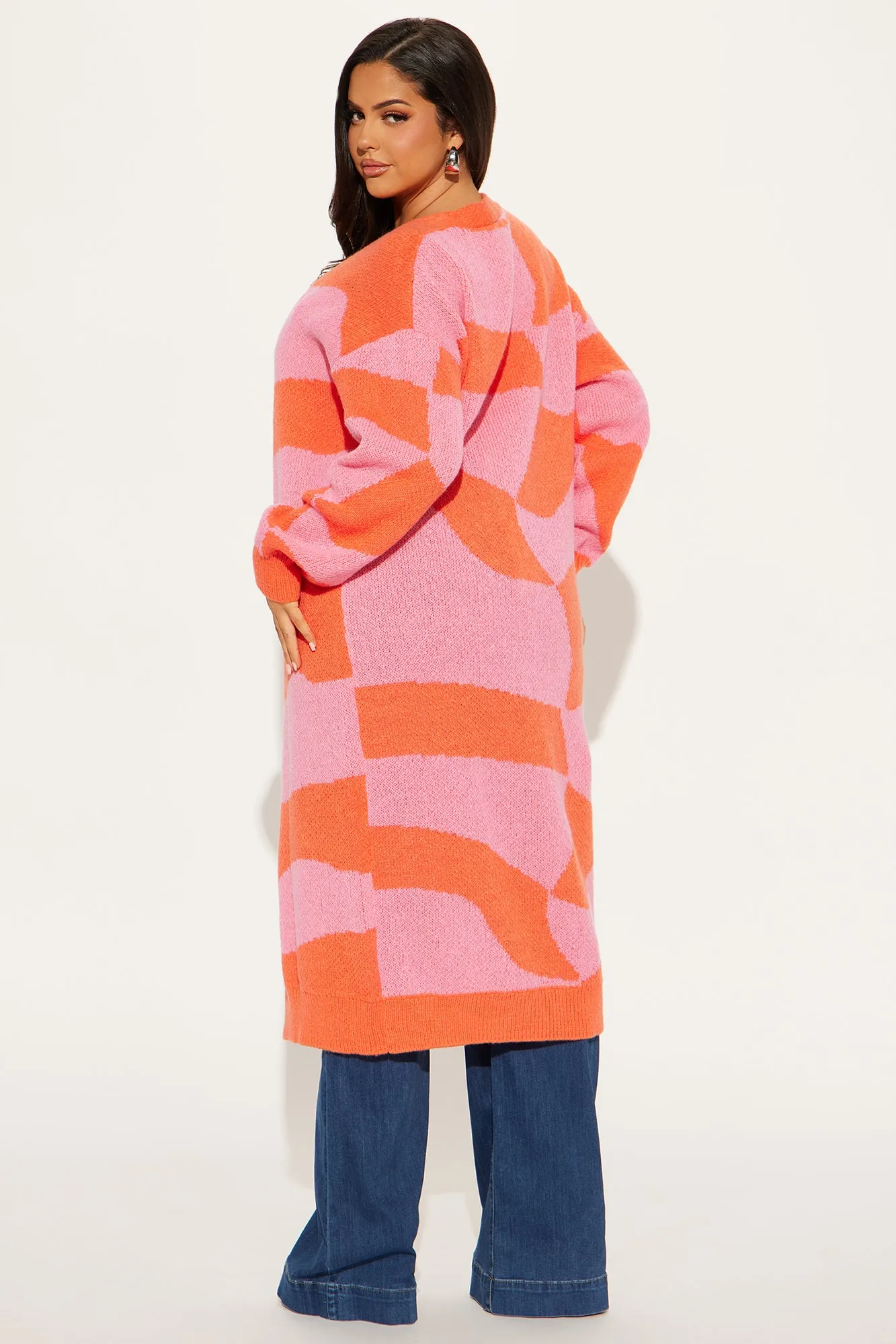 All Mixed Up Long Cardigan - Pink/combo