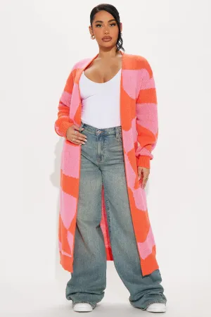 All Mixed Up Long Cardigan - Pink/combo