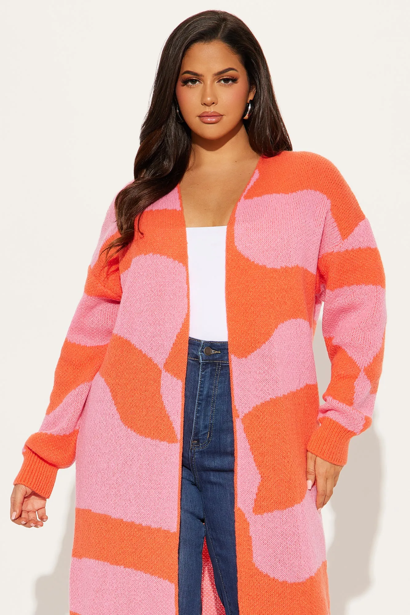 All Mixed Up Long Cardigan - Pink/combo