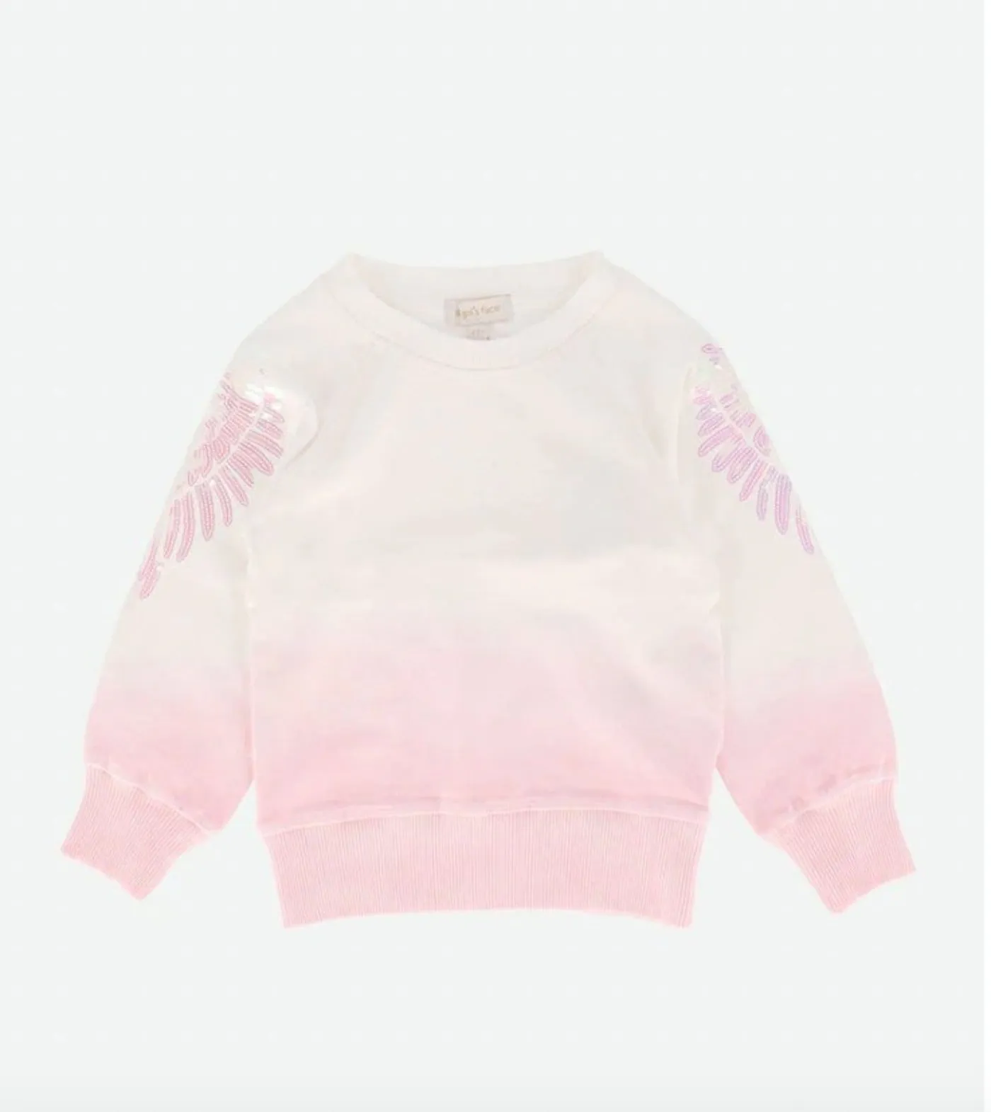 Angel's Face Girls Tamsin Dip Sweatshirt In White and Fairy Pink