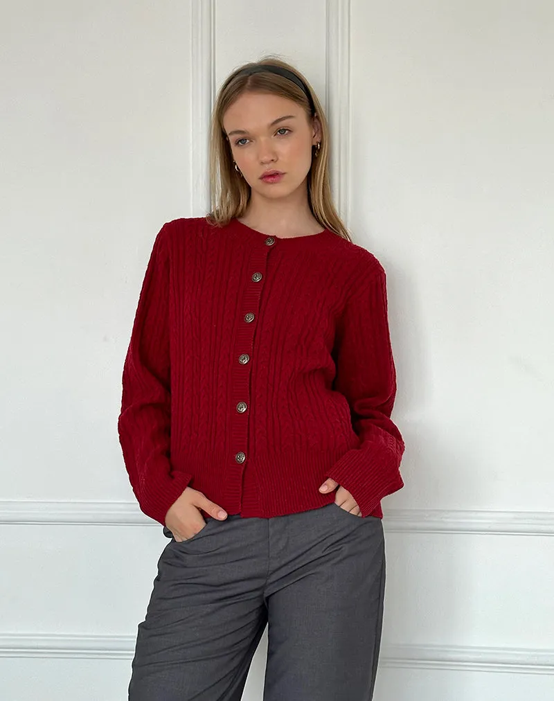 Bavana Cardigan in Deep Red