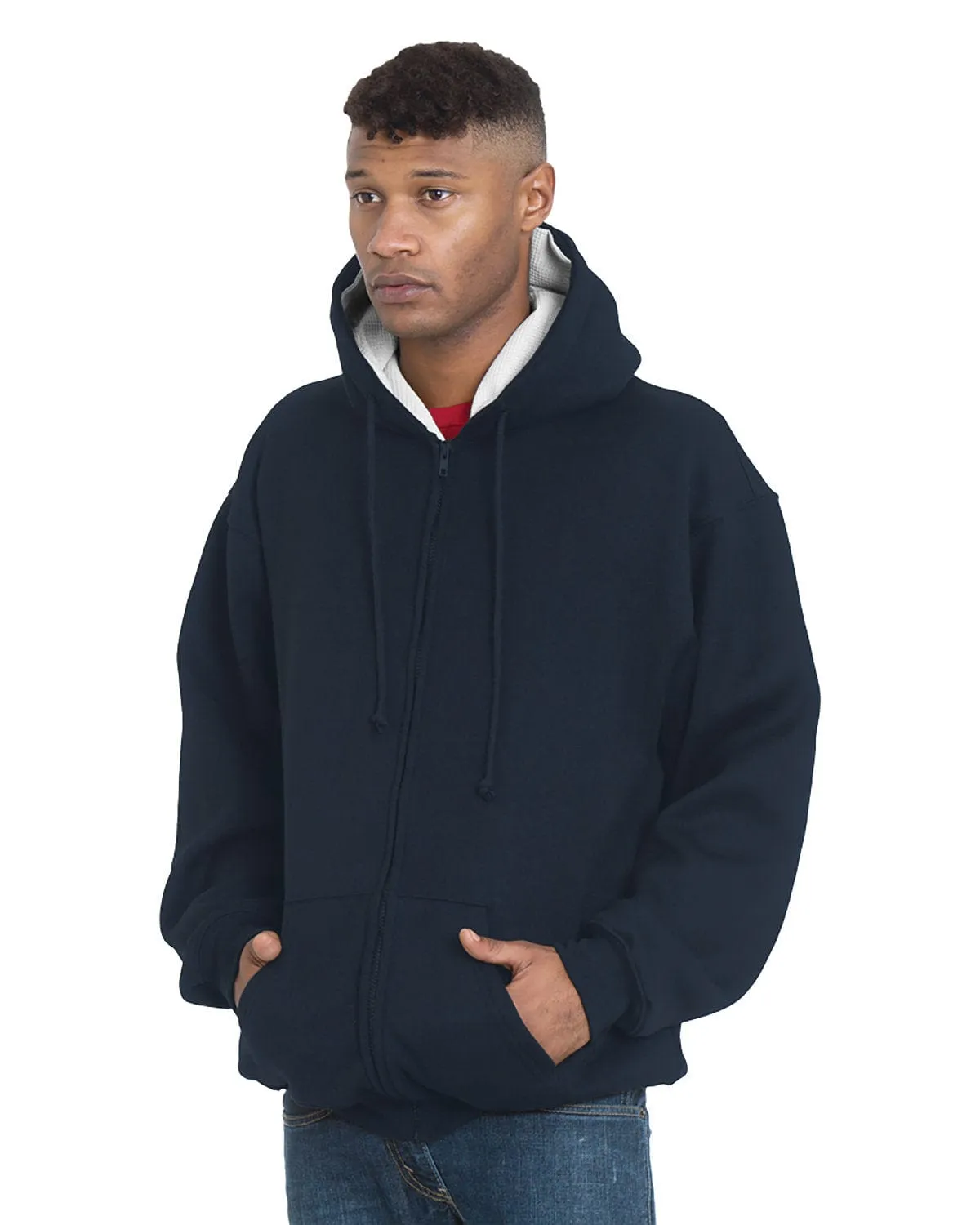 Bayside BA940: Adult Super Heavy Thermal-Lined Full-Zip Hooded Sweatshirt