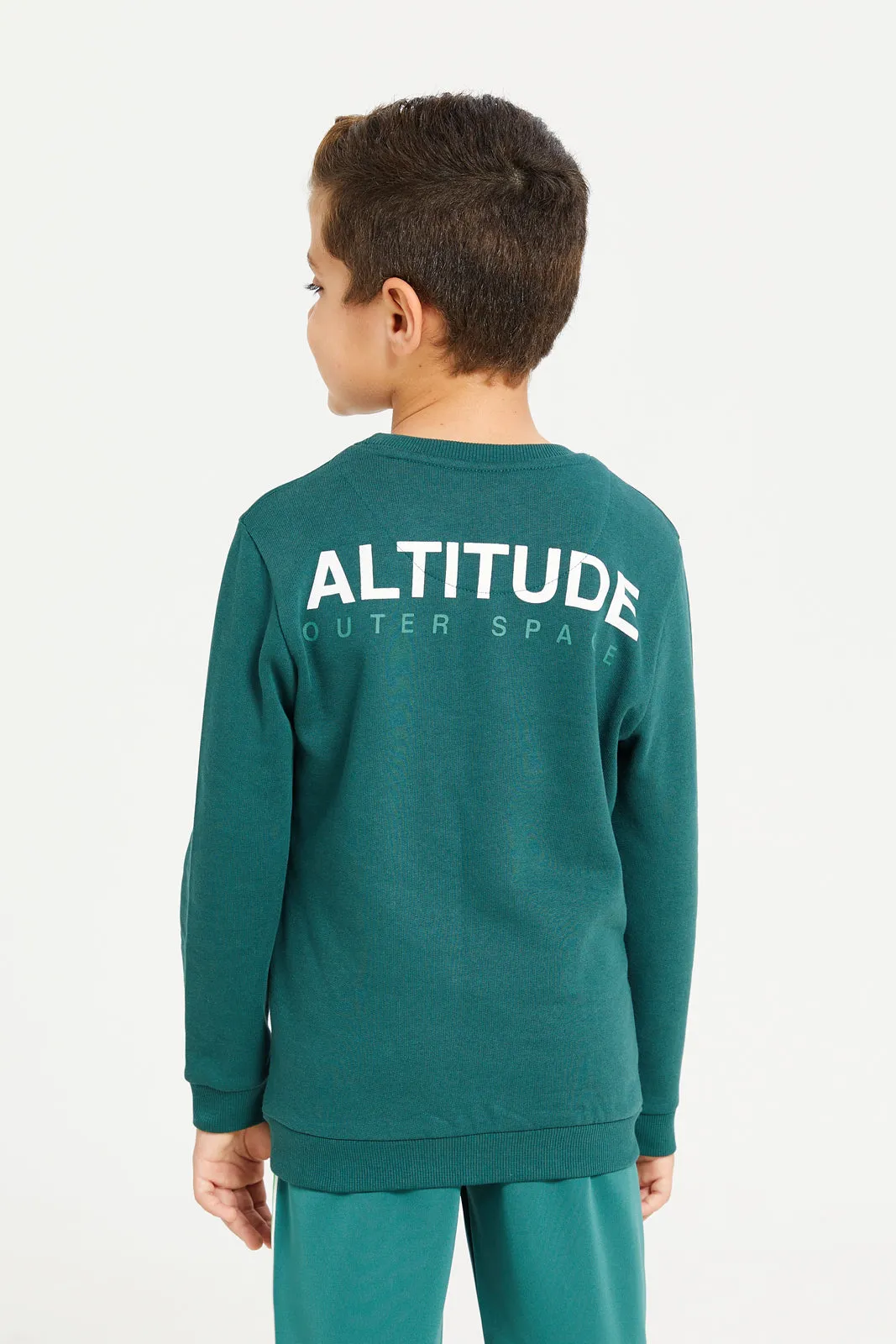 Boys Teal Printed Sweatshirt