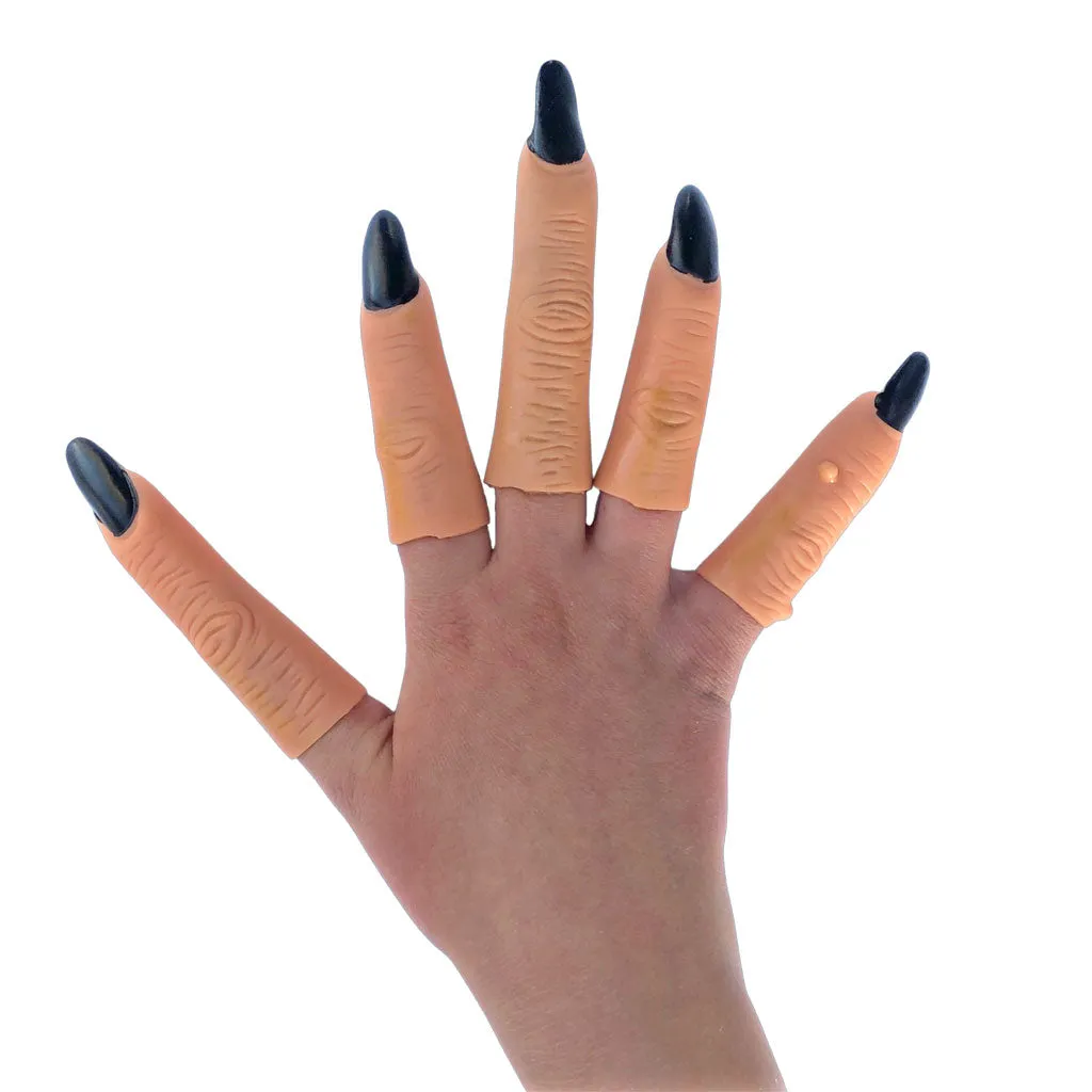 Childrens Witches Fingers With Long Black Nails