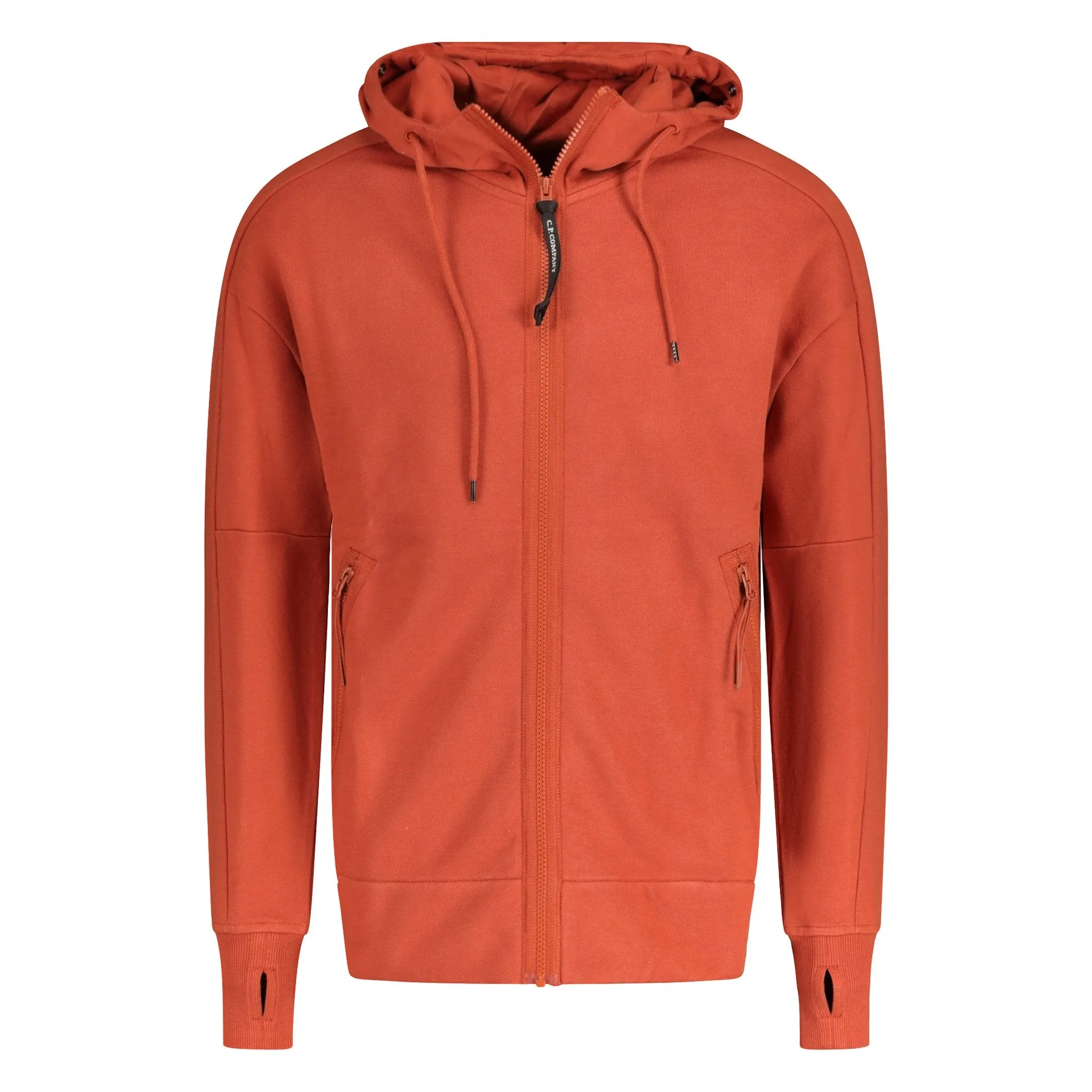 CP COMPANY Goggle Zip Hooded Sweatshirt Orange