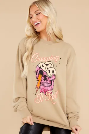 Creeping It Real Taupe Sweatshirt