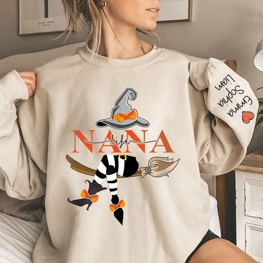 Customized Nana Life Witch Halloween Sweatshirt, Halloween Sweatshirt, Fall weatshirt