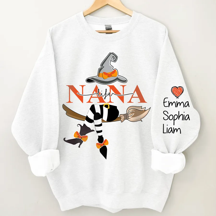 Customized Nana Life Witch Halloween Sweatshirt, Halloween Sweatshirt, Fall weatshirt