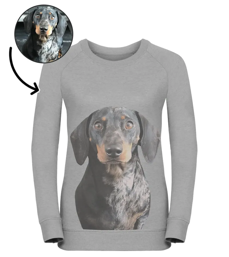 Dog Face Ladies Sweatshirt Grey