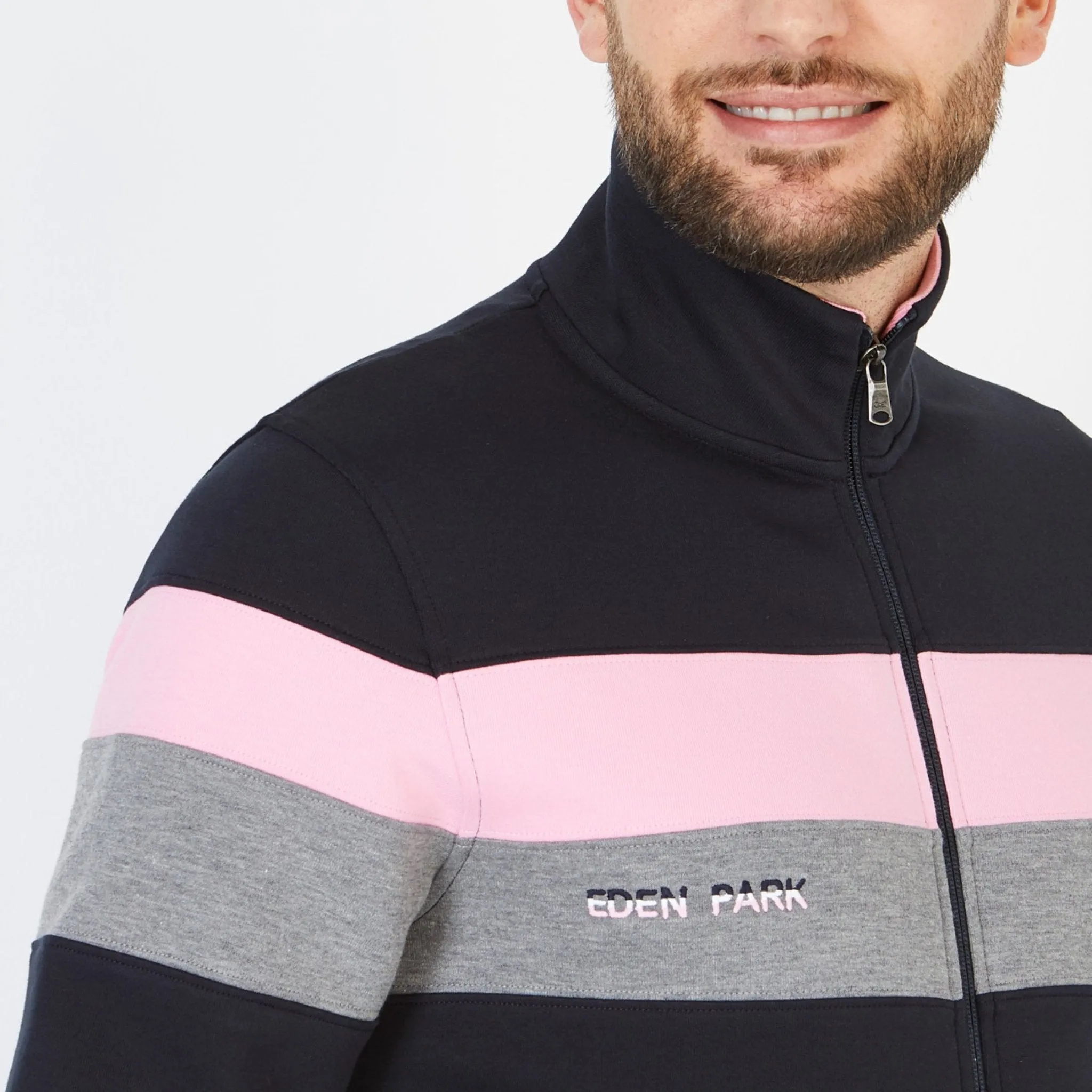 Eden Park Full Zip Block Stripe Sweatshirt