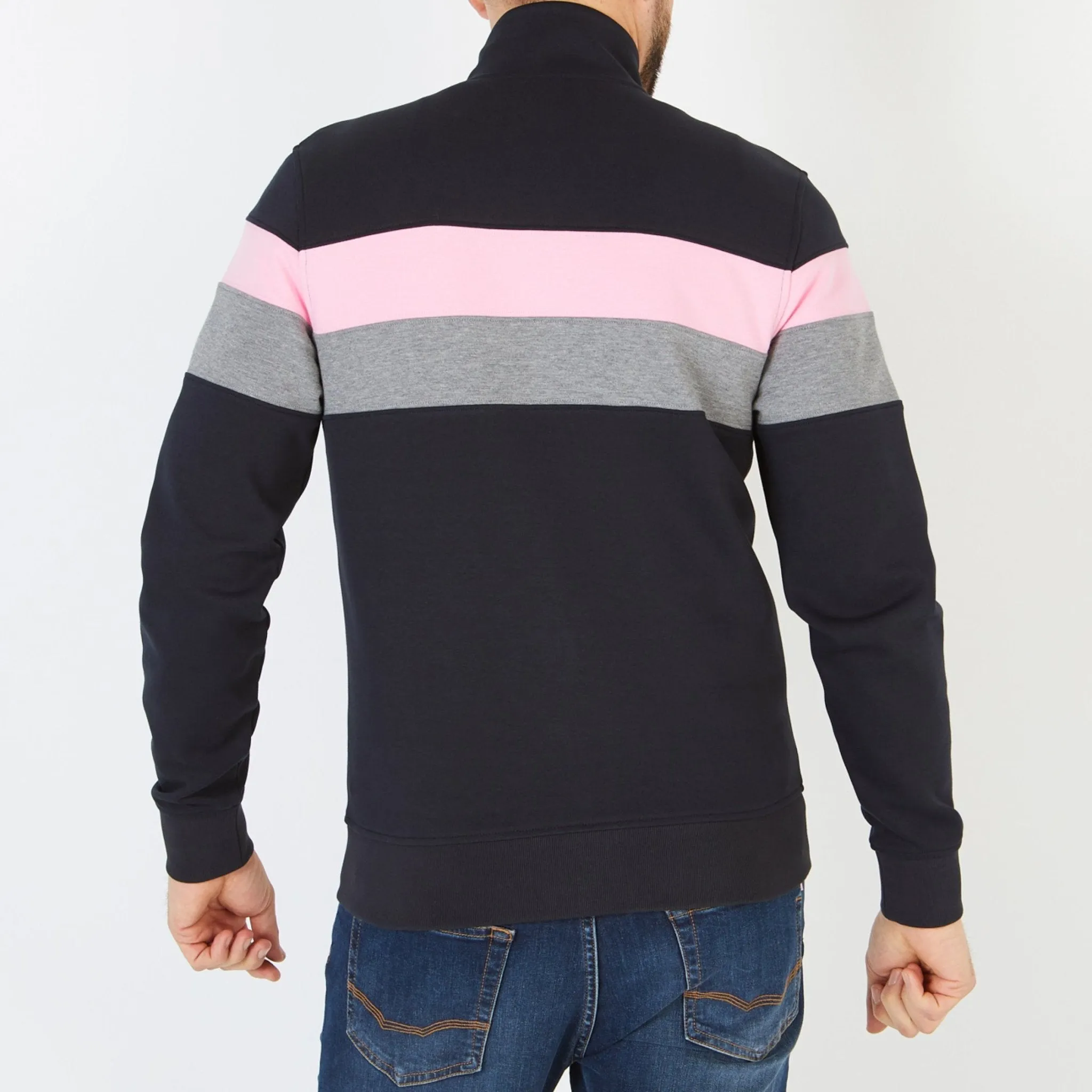 Eden Park Full Zip Block Stripe Sweatshirt