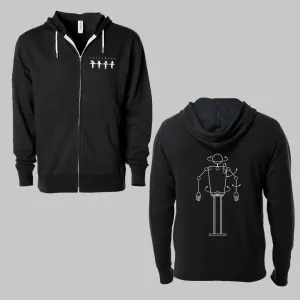 Embroidered Robot Black Hoodie