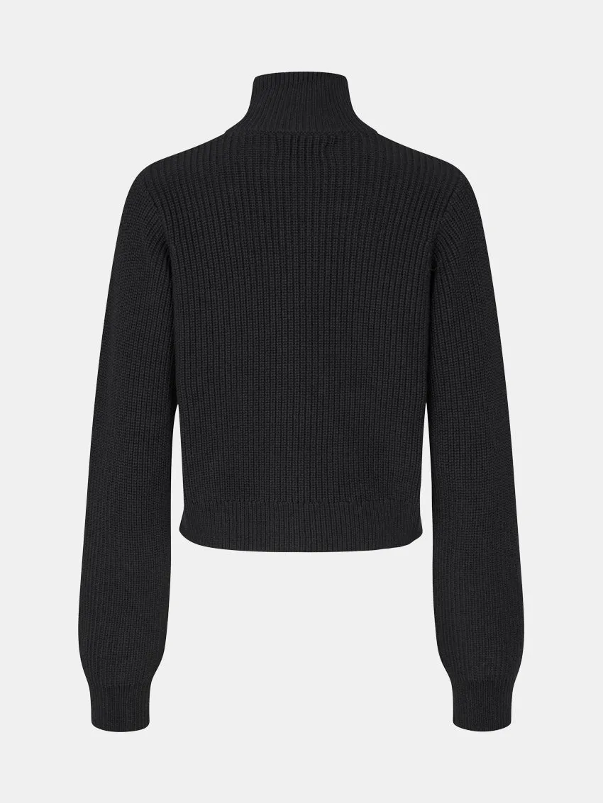 Enbessie Knit Zip Black