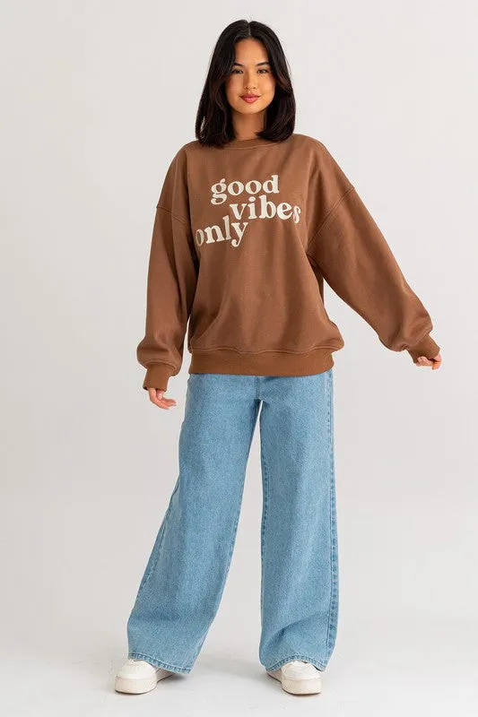 Good Vibes Only Graphic Oversized Sweatshirt // 2 Colors