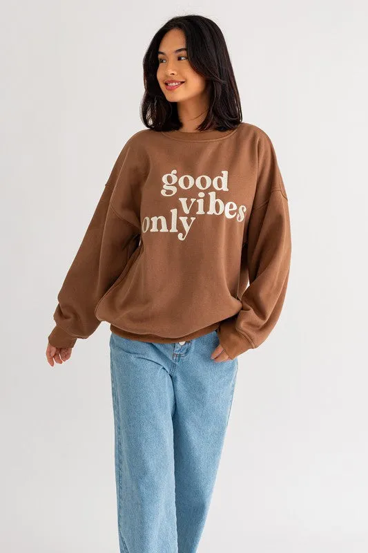 Good Vibes Only Graphic Oversized Sweatshirt // 2 Colors