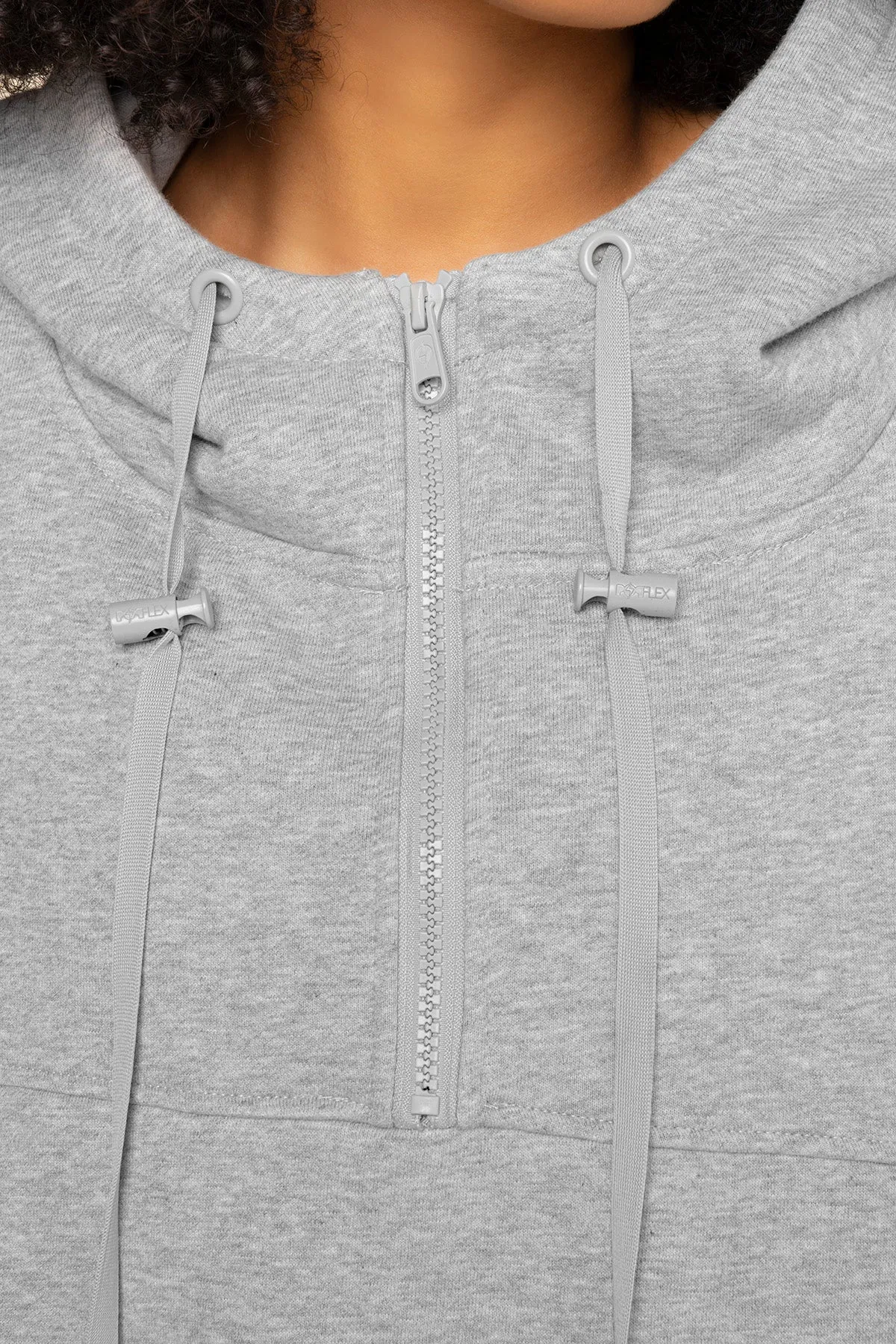 Half Zip Warm Up Hoodie - Heather Grey