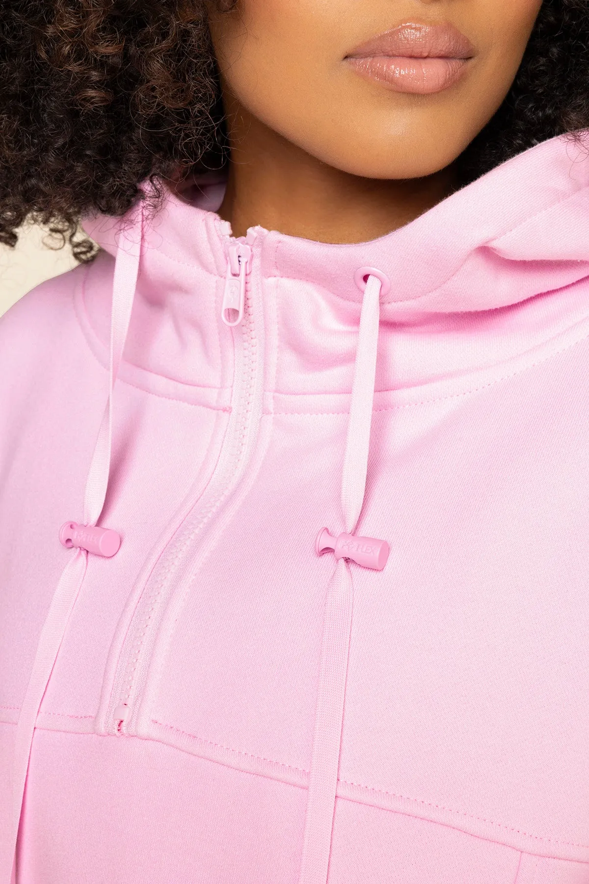 Half Zip Warm Up Hoodie - Perfect Pink