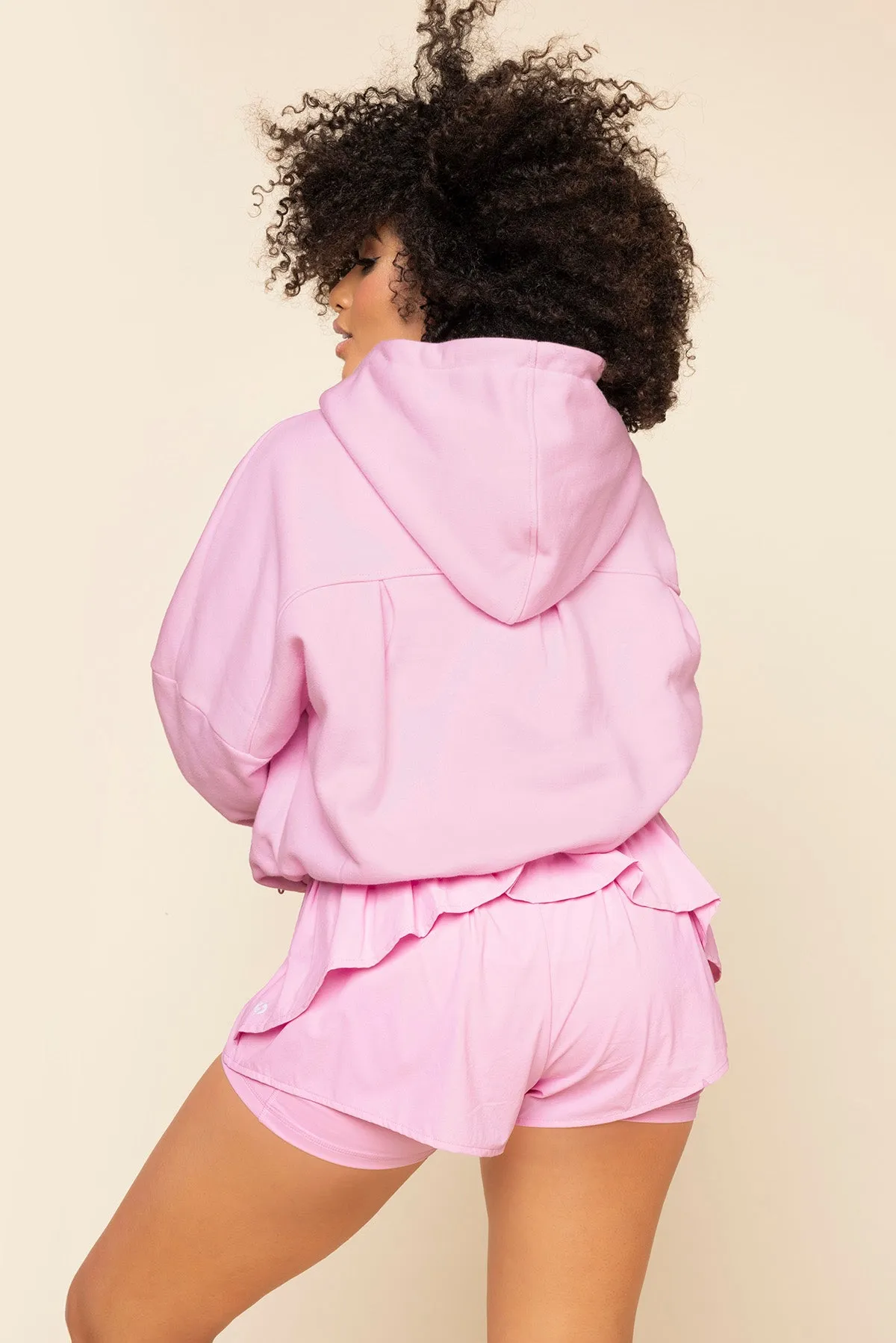 Half Zip Warm Up Hoodie - Perfect Pink