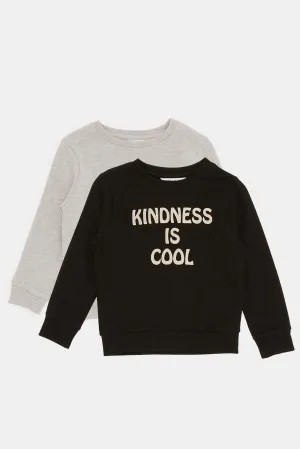 Infant Boys Black And Grey Sweatshirt Set (2 Piece)