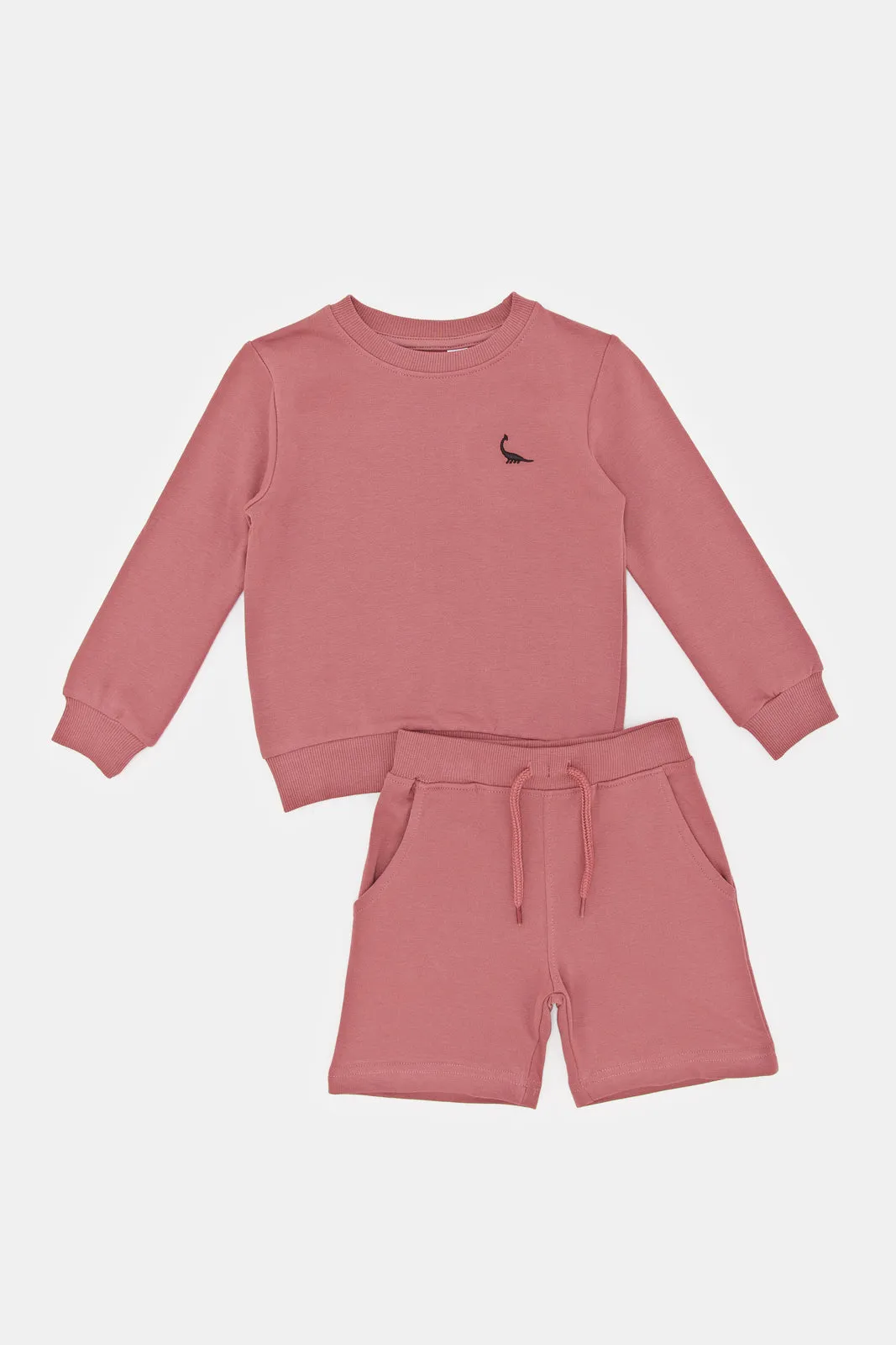 Infant Boys Orange Plum Dino Sweatshirt And Short Set