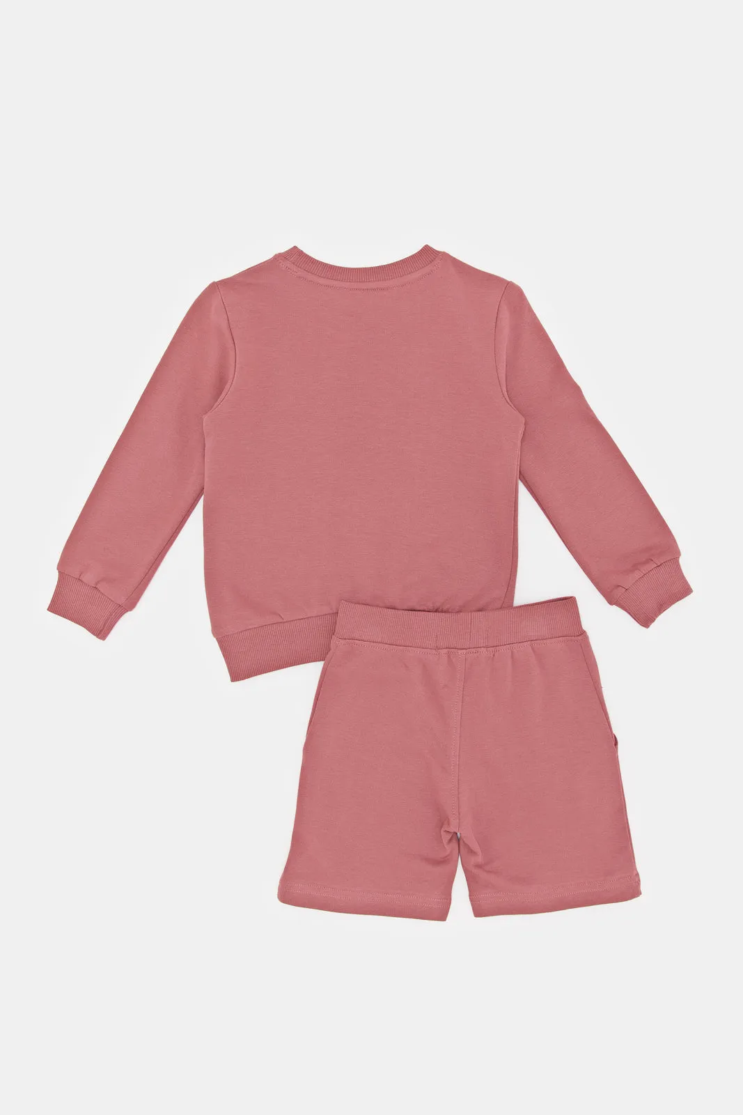 Infant Boys Orange Plum Dino Sweatshirt And Short Set