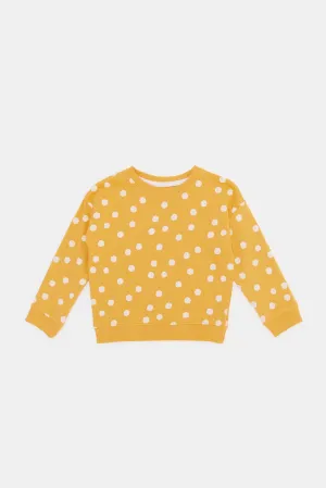 Infant Gils Mustard Allover Print Sweatshirt