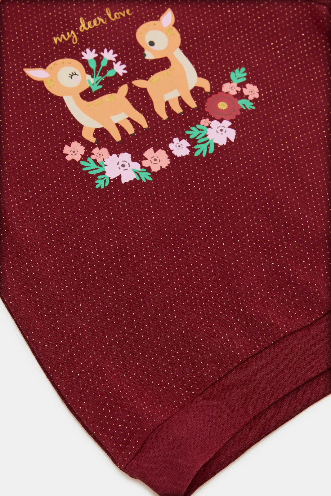 Infant Girls Burgundy Deer Printed Sweatshirt