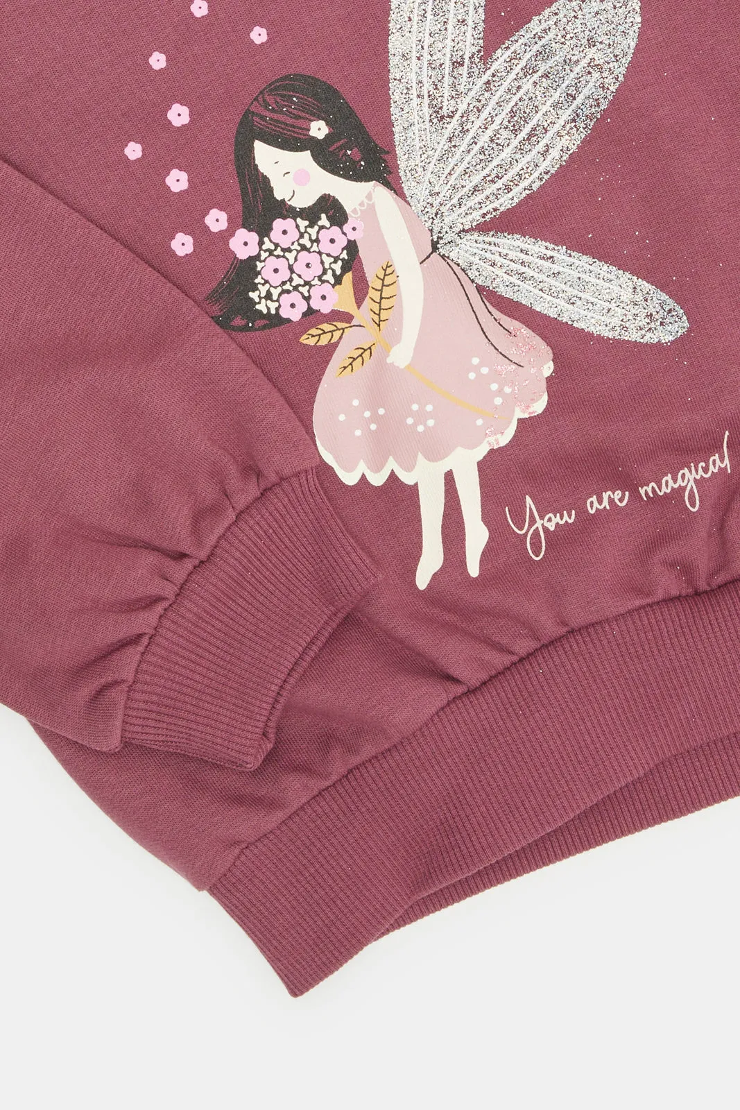 Infant Girls Purple Printed Sweatshirt