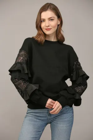 Lace Frill Sweatshirt