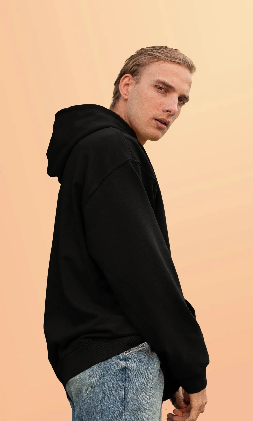 Mebadass Cotton Men's Oversized Hoodie - Black