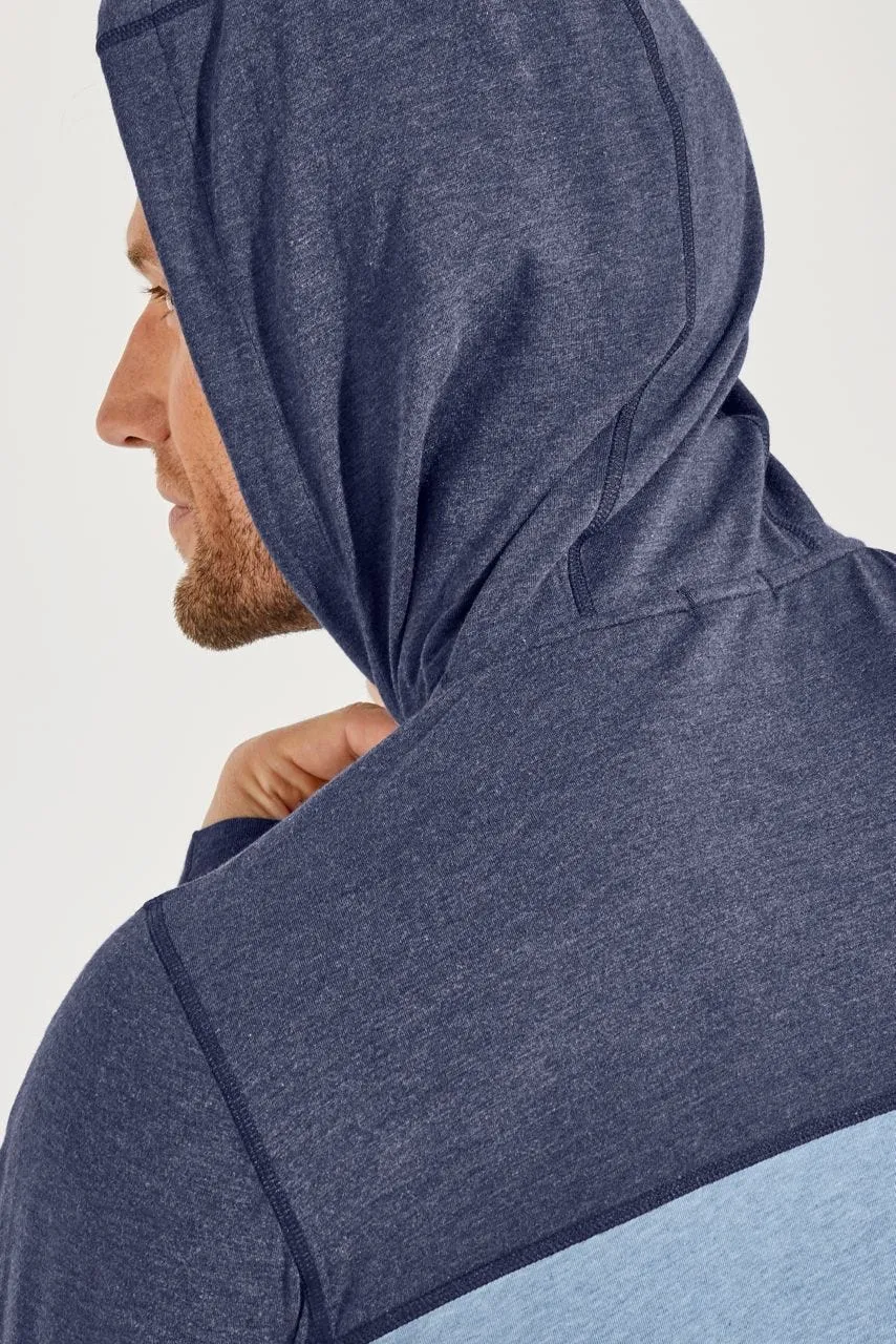 Men's LumaLeo Quarter-Zip Hoodie  |  Light Blue Colorblock