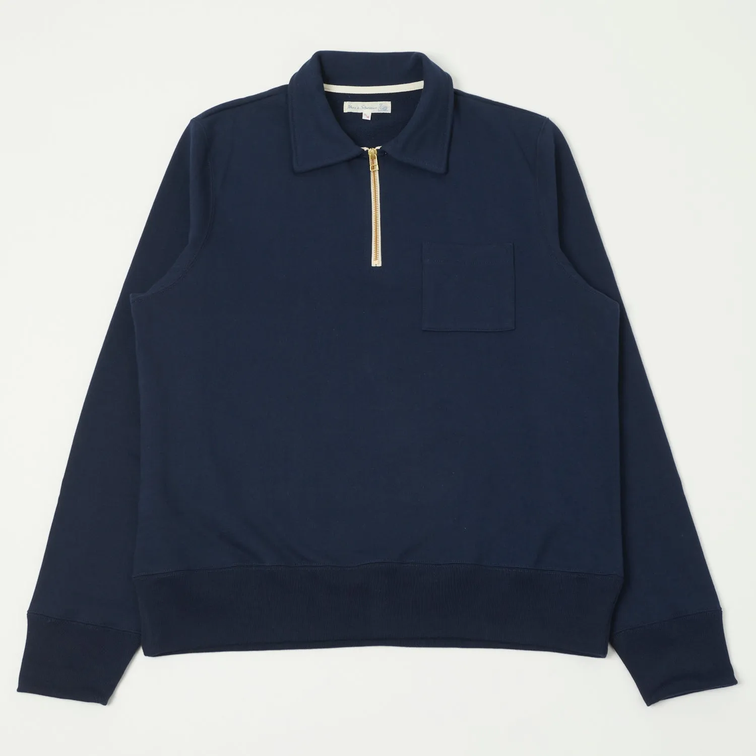 Merz b. Schwanen 342Z Half Zip Sweatshirt - Ink Blue