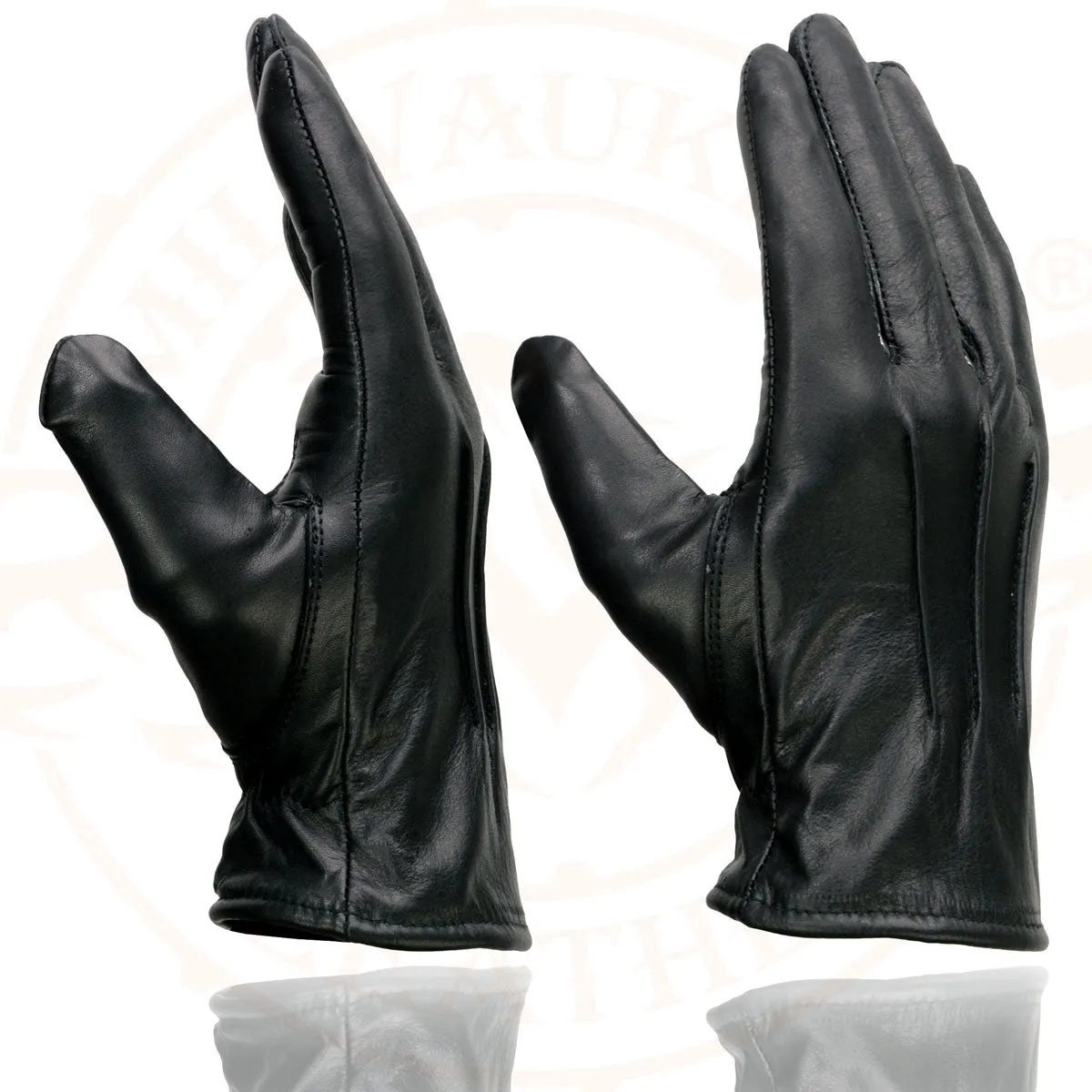 Milwaukee Leather SH234 Men's Black Thermal Lined Leather Motorcycle Hand Gloves W/ Sinch Wrist Closure