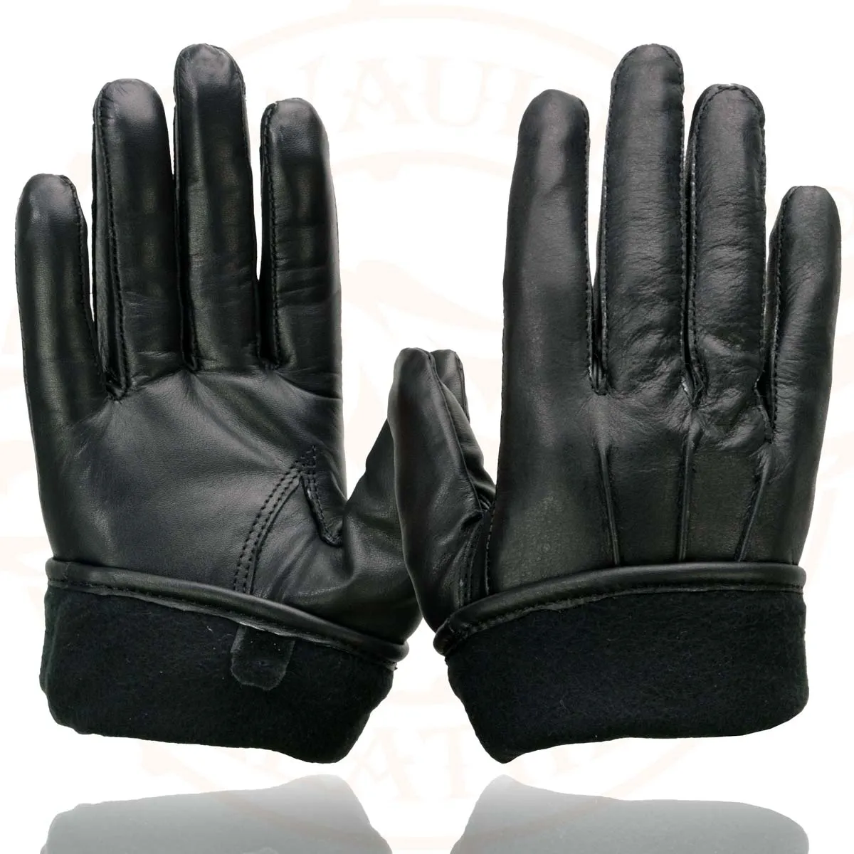 Milwaukee Leather SH234 Men's Black Thermal Lined Leather Motorcycle Hand Gloves W/ Sinch Wrist Closure