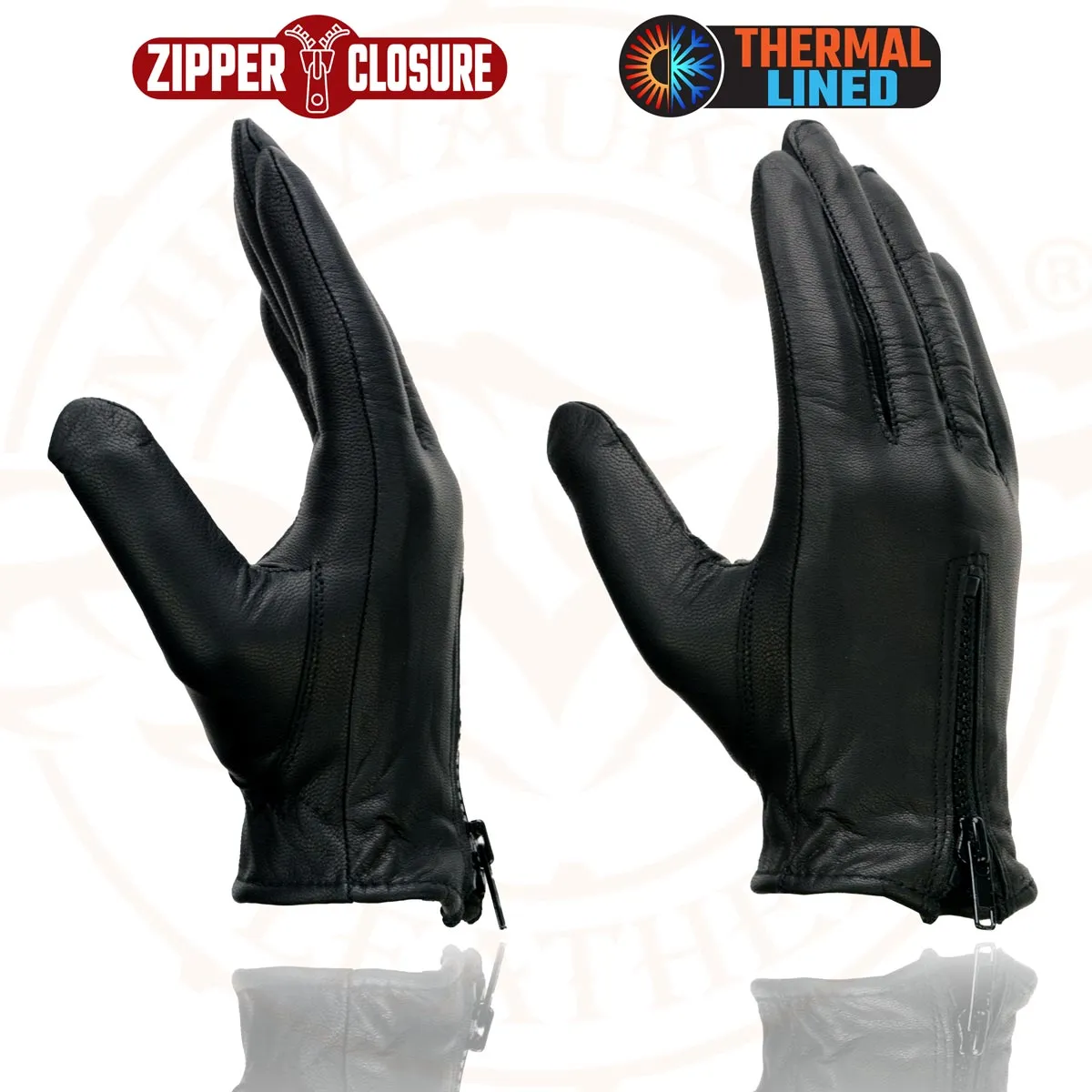 Milwaukee Leather SH728 Women's Black Leather Thermal Lined Motorcycle Gloves