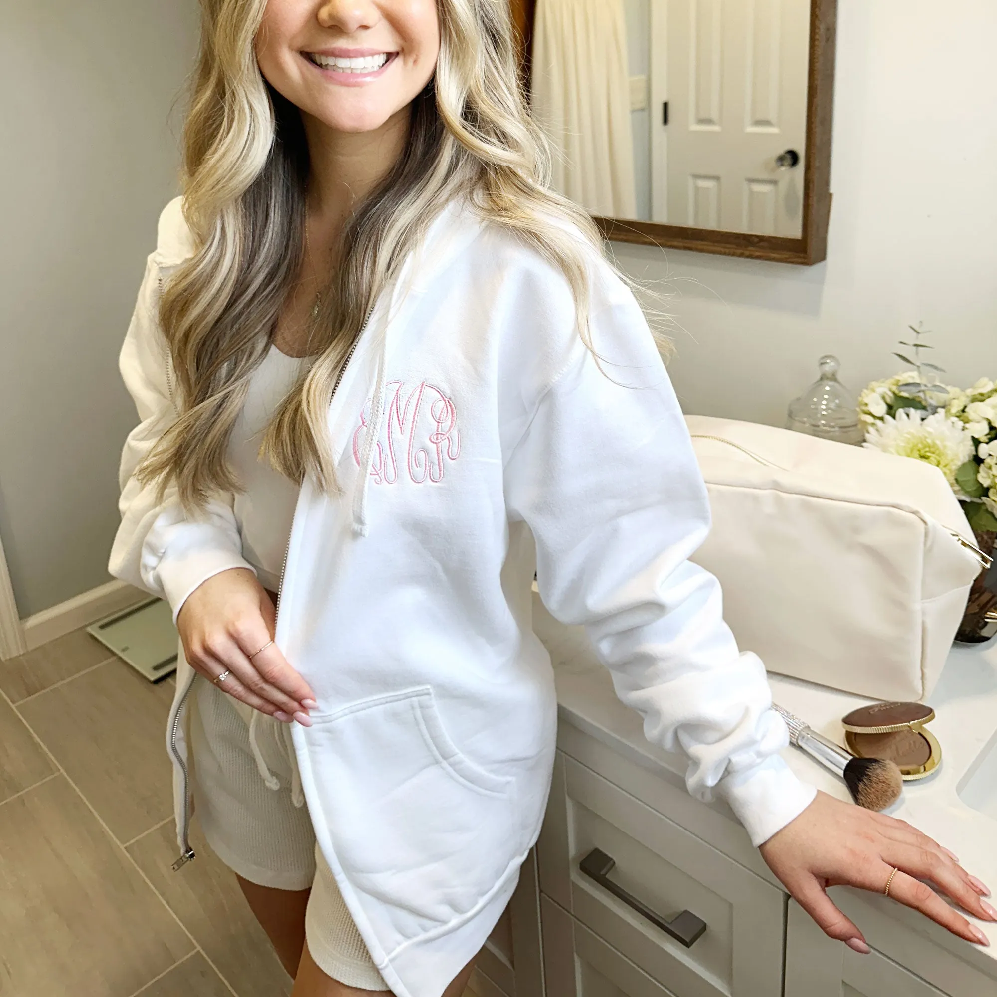 Monogrammed Oversized Full-Zip Talia Jacket