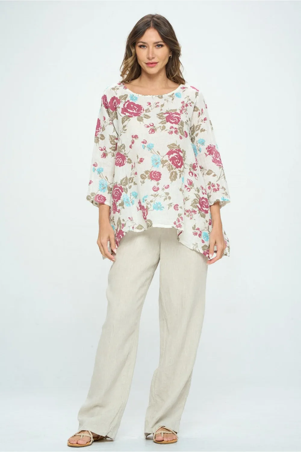 MT09-F5 Mesh Floral Basic Top-White