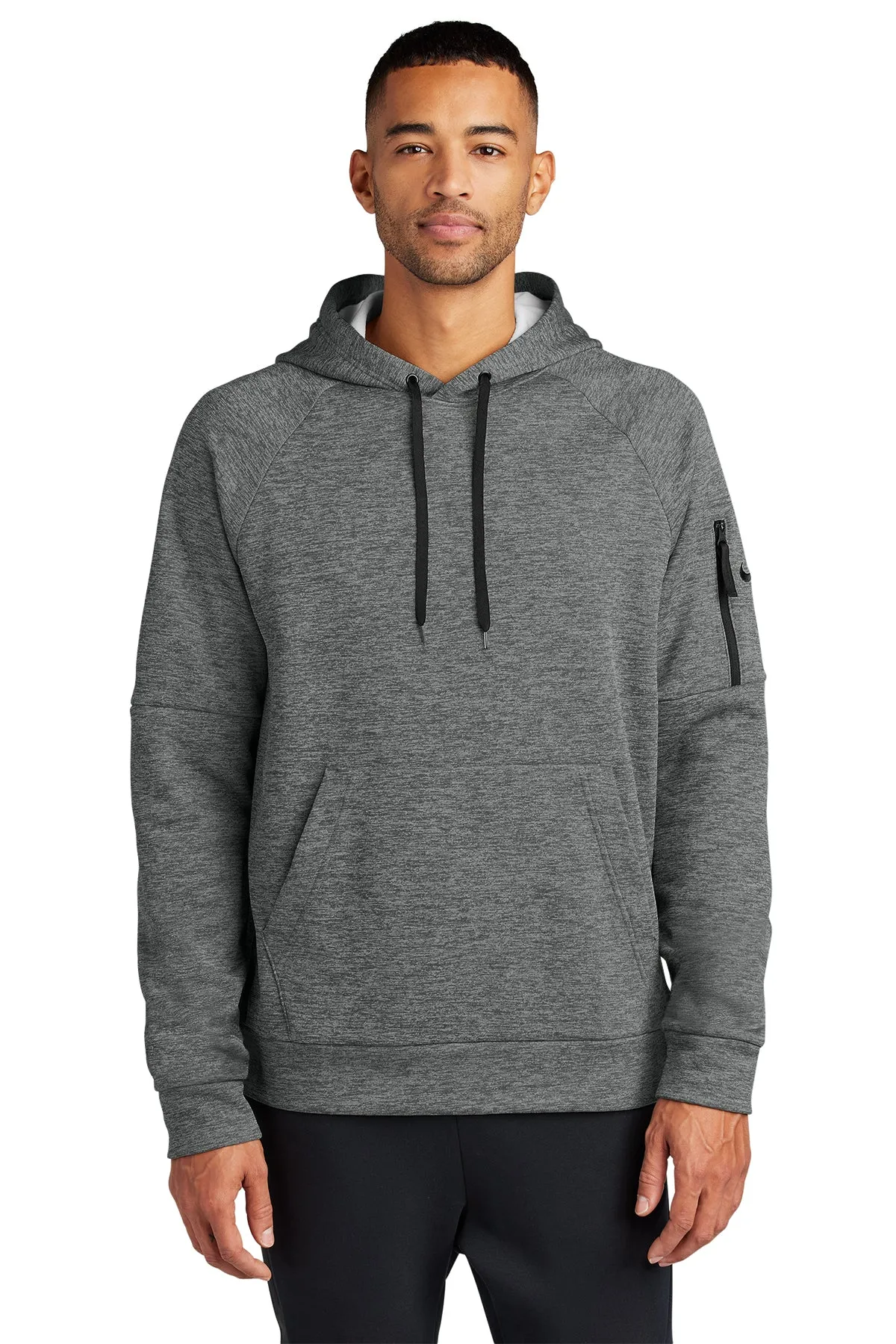 Nike Therma-FIT Pocket Pullover Branded Hoodies, Charcoal Heather