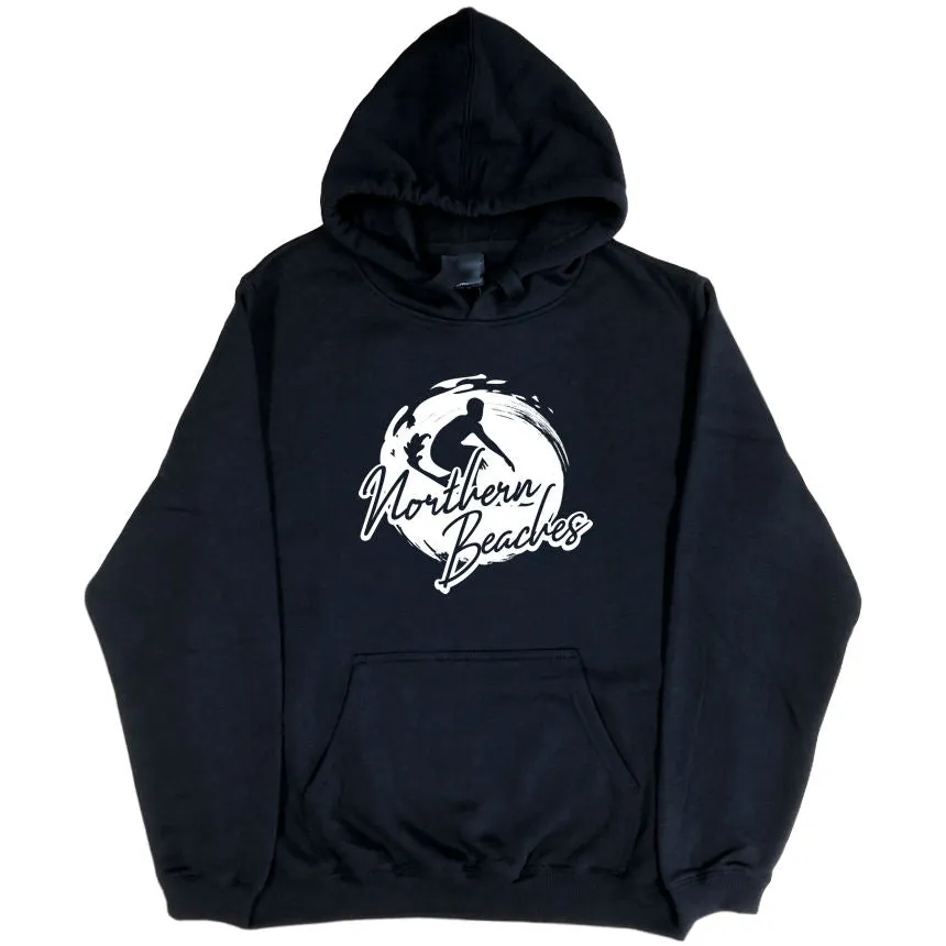 Northern Beaches Surf Logo Hoodie (Black, Front Large Print)