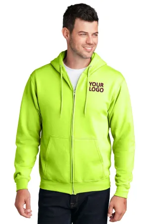 Port & Company Core Fleece Customized Zip Hoodies, Neon Yellow