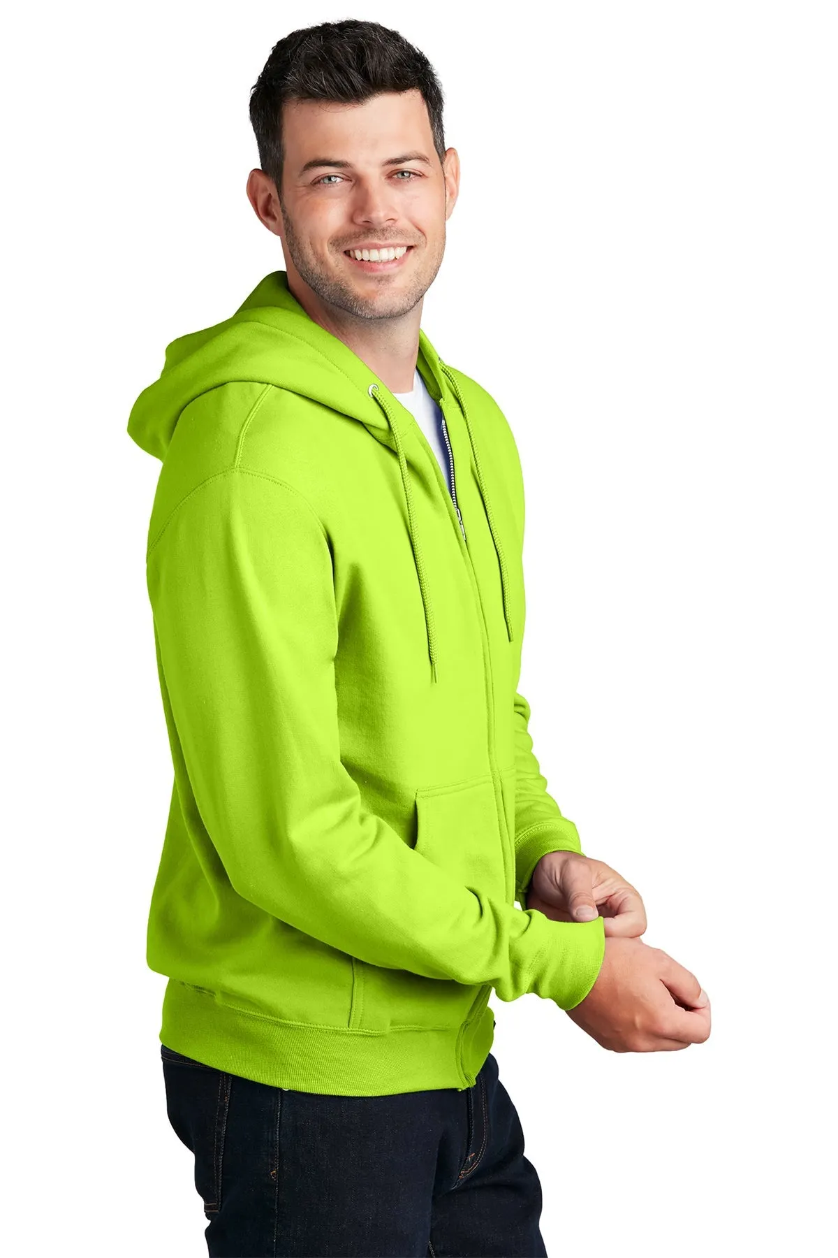 Port & Company Core Fleece Customized Zip Hoodies, Neon Yellow