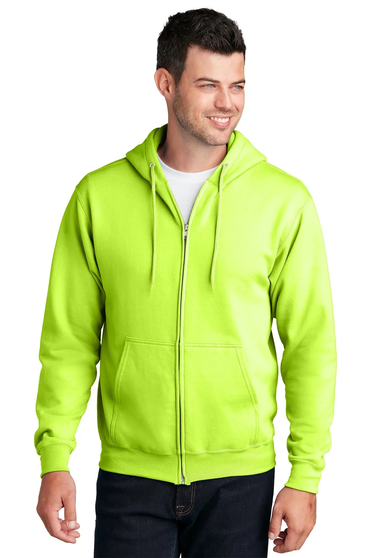 Port & Company Core Fleece Customized Zip Hoodies, Neon Yellow