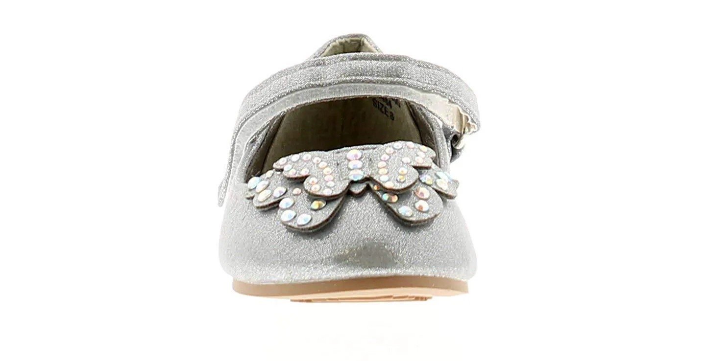 Princess Stardust Girls Gaby Butterfly Style Silver Ballerina Shoes