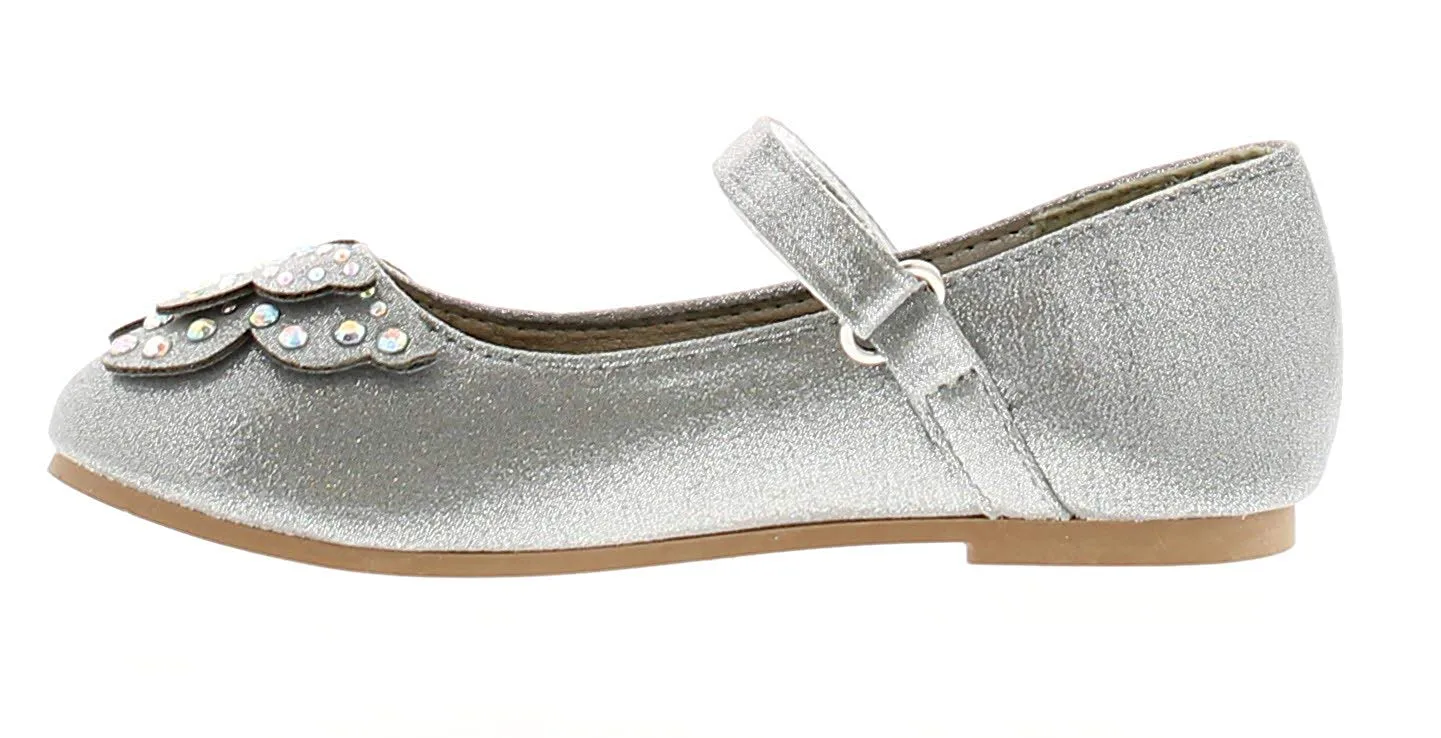 Princess Stardust Girls Gaby Butterfly Style Silver Ballerina Shoes