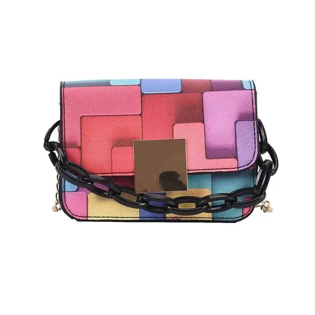 Printed Paneled Shoulder Bag